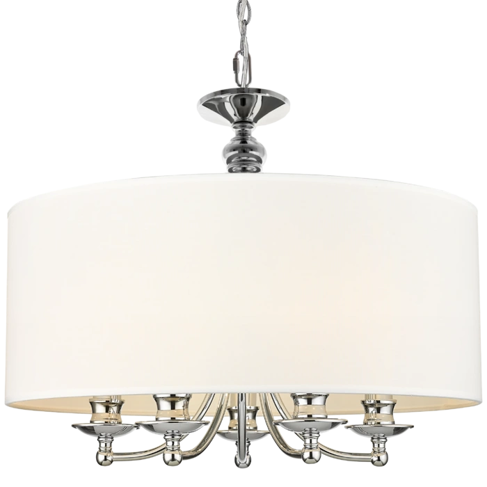 LAMPA WISZĄCA Abu Dhabi srebrna, biały abażur, klasyczna, piekna