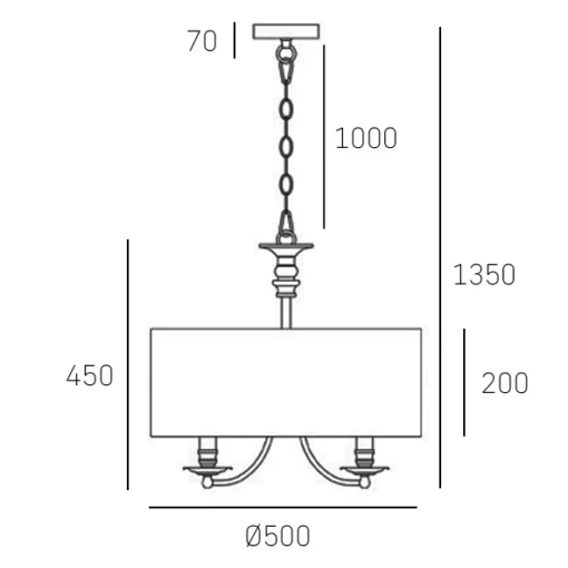 LAMPA WISZĄCA Abu Dhabi srebrna, czarny abażur, klasyczna, wymiary