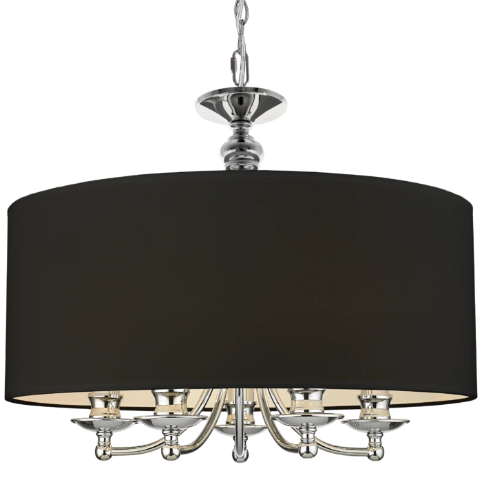 LAMPA WISZĄCA Abu Dhabi srebrna, czarny abażur, klasyczna