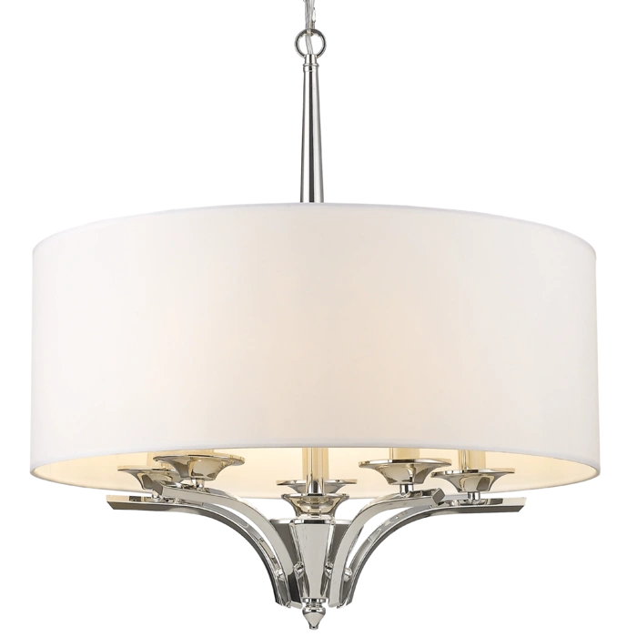 LAMPA WISZĄCA Atlanta okrągła z białym abażurem, niklowane detale, klasyczna, elegancka