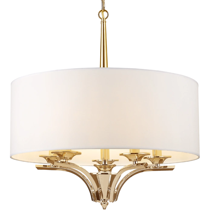 LAMPA WISZĄCA Atlanta okrągła z białym abażurem, złote detale, styl klasyczny, piękna