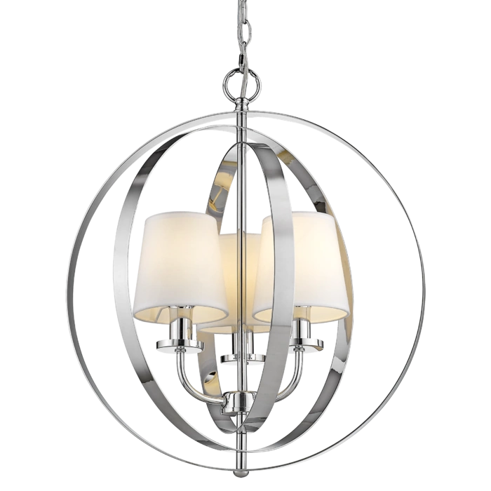 LAMPA WISZĄCA Berlin metalowa, srebrne wykończenie, białe abażury, styl glamour, piękna LAMPA WISZĄCA Berlin metalowa, srebrne wykończenie, białe abażury, styl glamour, piękna
