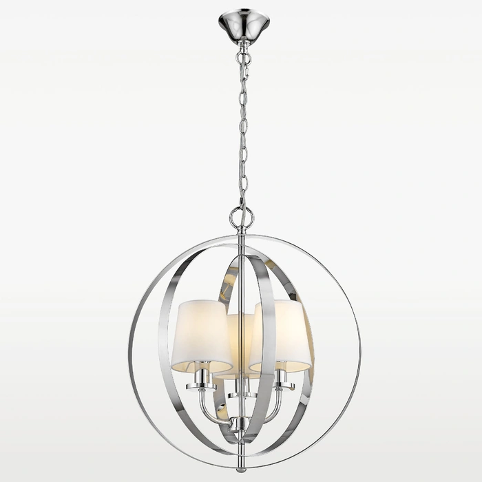 LAMPA WISZĄCA Berlin metalowa, srebrne wykończenie, białe abażury, styl glamour, wyjątkowa LAMPA WISZĄCA Berlin metalowa, srebrne wykończenie, białe abażury, styl glamour, wyjątkowa