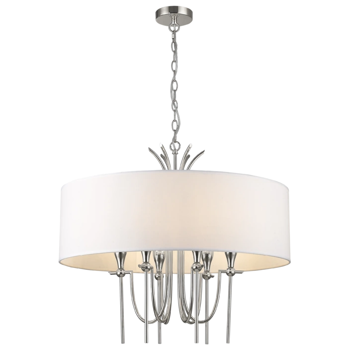 LAMPA WISZĄCA Las Vegas okrągła z białym abażurem, niklowane wykończenie, styl glamour, ekskluzywna LAMPA WISZĄCA Las Vegas okrągła z białym abażurem, niklowane wykończenie, styl glamour, ekskluzywna