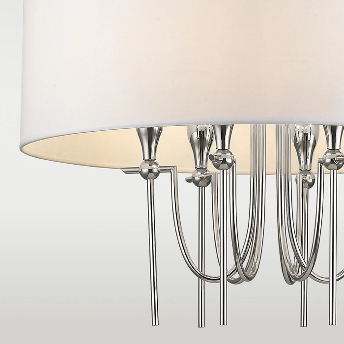 LAMPA WISZĄCA Las Vegas okrągła z białym abażurem, niklowane wykończenie, styl glamour, wyjątkowa LAMPA WISZĄCA Las Vegas okrągła z białym abażurem, niklowane wykończenie, styl glamour, wyjątkowa