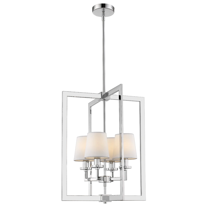 LAMPA WISZĄCA London srebrne wykończenie, białe abażury, styl nowojorski, sufitowa