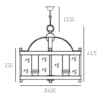 LAMPA WISZĄCA New York metalowa oprawa, srebrna, elegancka 42x42 cm, wymiary