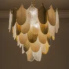 LAMPA WISZĄCA Palermo biało-złota, okrągła, styl glamour, dekoracyjna