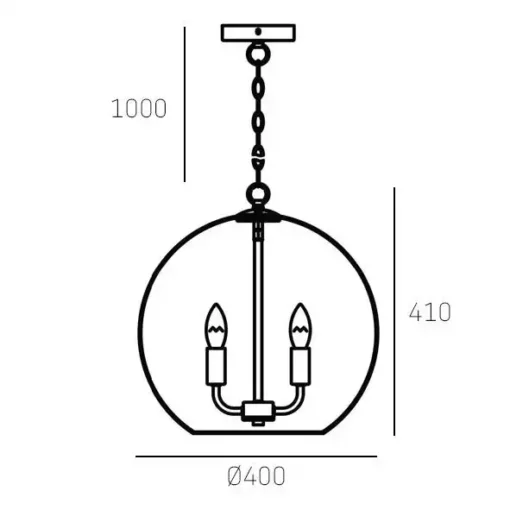 LAMPA WISZĄCA Prague okrągła, szklana, srebrne akcenty, klasyczny styl, wymiary