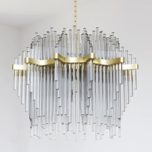 LAMPA WISZĄCA Reykjavik szklane sople, szampańskie wykończenie, styl glamour, unikatowa