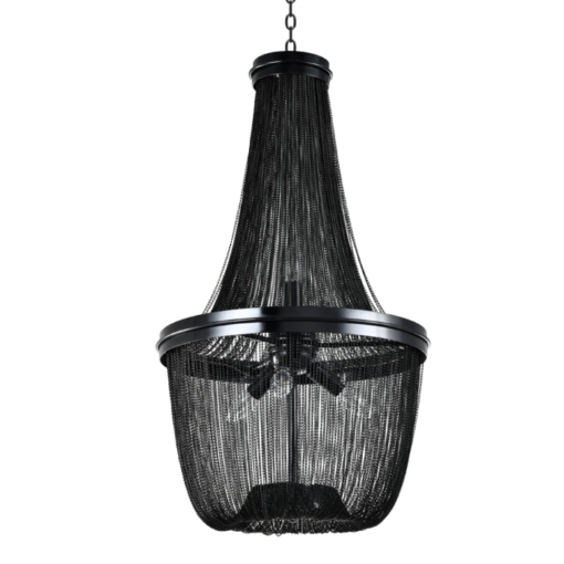 LAMPA WISZĄCA Roma czarna, abażur z łańcuszków, styl vintage, piękna