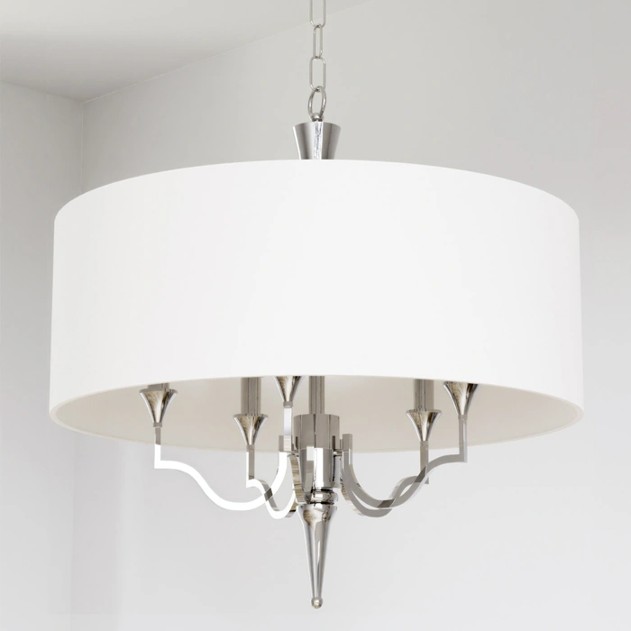 LAMPA WISZĄCA Washington okrągła, niklowane wykończenie, biały abażur, styl klasyczny, dekoracyjna LAMPA WISZĄCA Washington okrągła, niklowane wykończenie, biały abażur, styl klasyczny, dekoracyjna