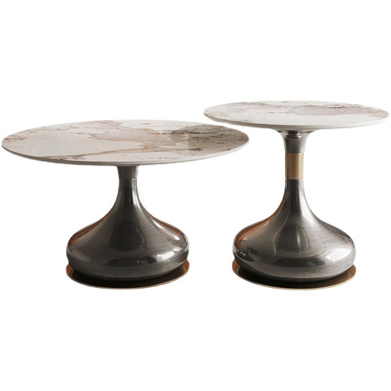 ZESTAW STOLIKÓW KAWOWYCH podwójne, kamienny blat, podstawa ze stali nierdzewnej, piękne ZESTAW STOLIKÓW KAWOWYCH podwójne, kamienny blat, podstawa ze stali nierdzewnej, piękne