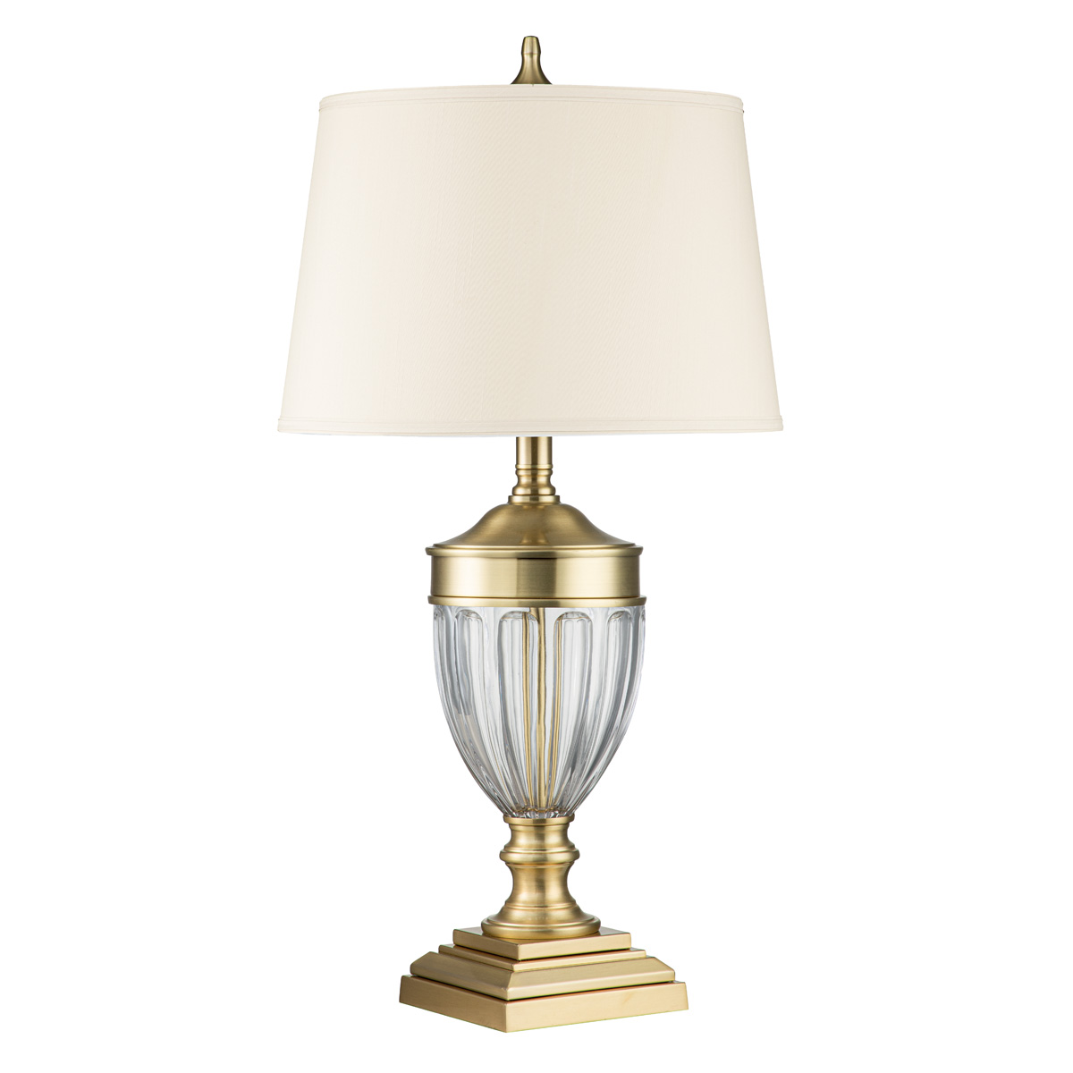 LAMPA STOŁOWA Dennison szczotkowany mosiądz, kremowy abażur, elegancka, styl klasyczny, piękna LAMPA STOŁOWA Dennison szczotkowany mosiądz, kremowy abażur, elegancka, styl klasyczny, piękna