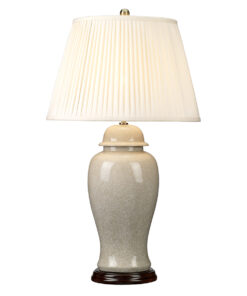 LAMPA STOŁOWA Ivory Crackle duża, porcelanowa, kremowy abażur, klasyczny styl