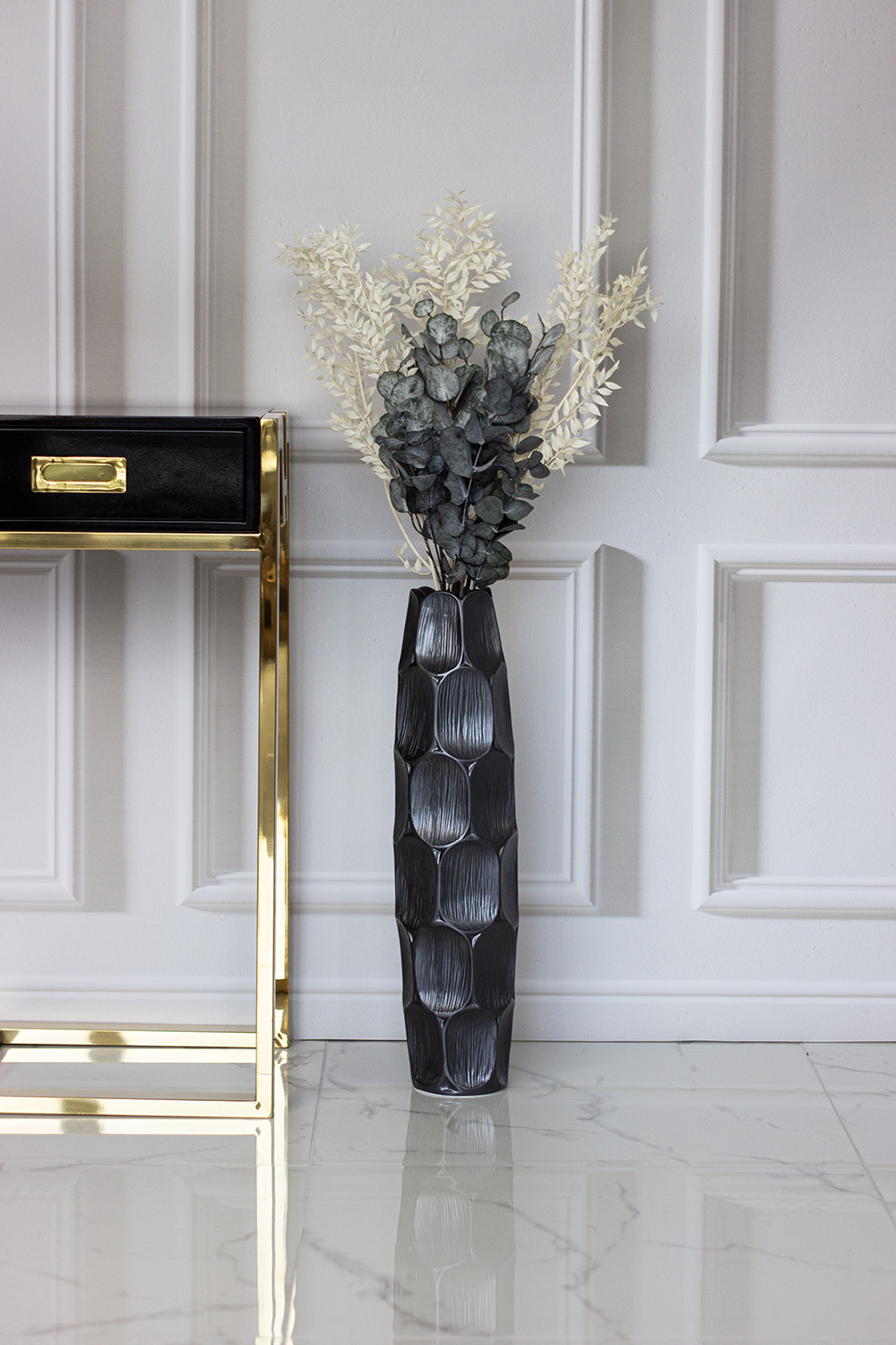 WAZON DEKORACYJNY Pearl Grey grafitowy 61,5cm, piękny