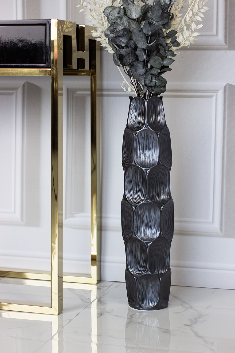 WAZON DEKORACYJNY Pearl Grey grafitowy 61,5cm, wyjątkowy WAZON DEKORACYJNY Pearl Grey grafitowy 61,5cm, wyjątkowy