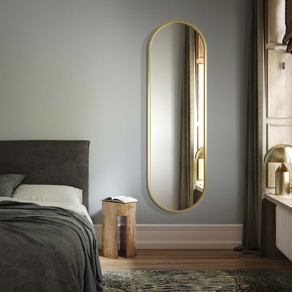Lustro-zlote-na-przedpokoj-Ambient-nowoczesne-zlote-obramowanie-owalne-kompozycja