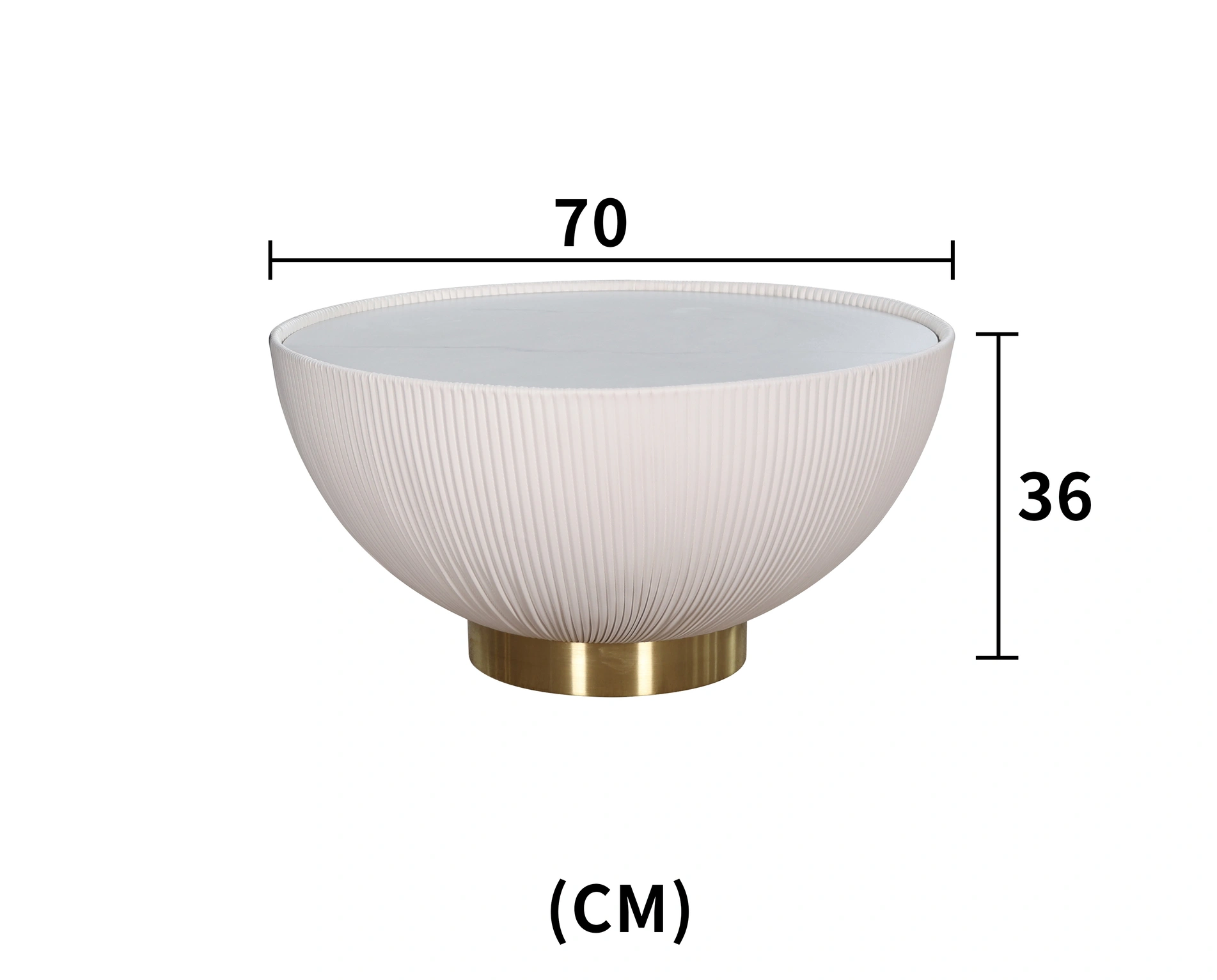 STOLIK-KAWOWY-w-ksztalcie-polkuli-pionowe-biale-plisy-zlote-detale-wymiary