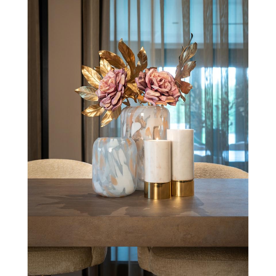 ŚWIECZNIK okrągły z marmurowym korpusem oraz złotym, metalowym detalem, glamour 21,5 cm, dekoracyjny ŚWIECZNIK okrągły z marmurowym korpusem oraz złotym, metalowym detalem, glamour 21,5 cm, dekoracyjny