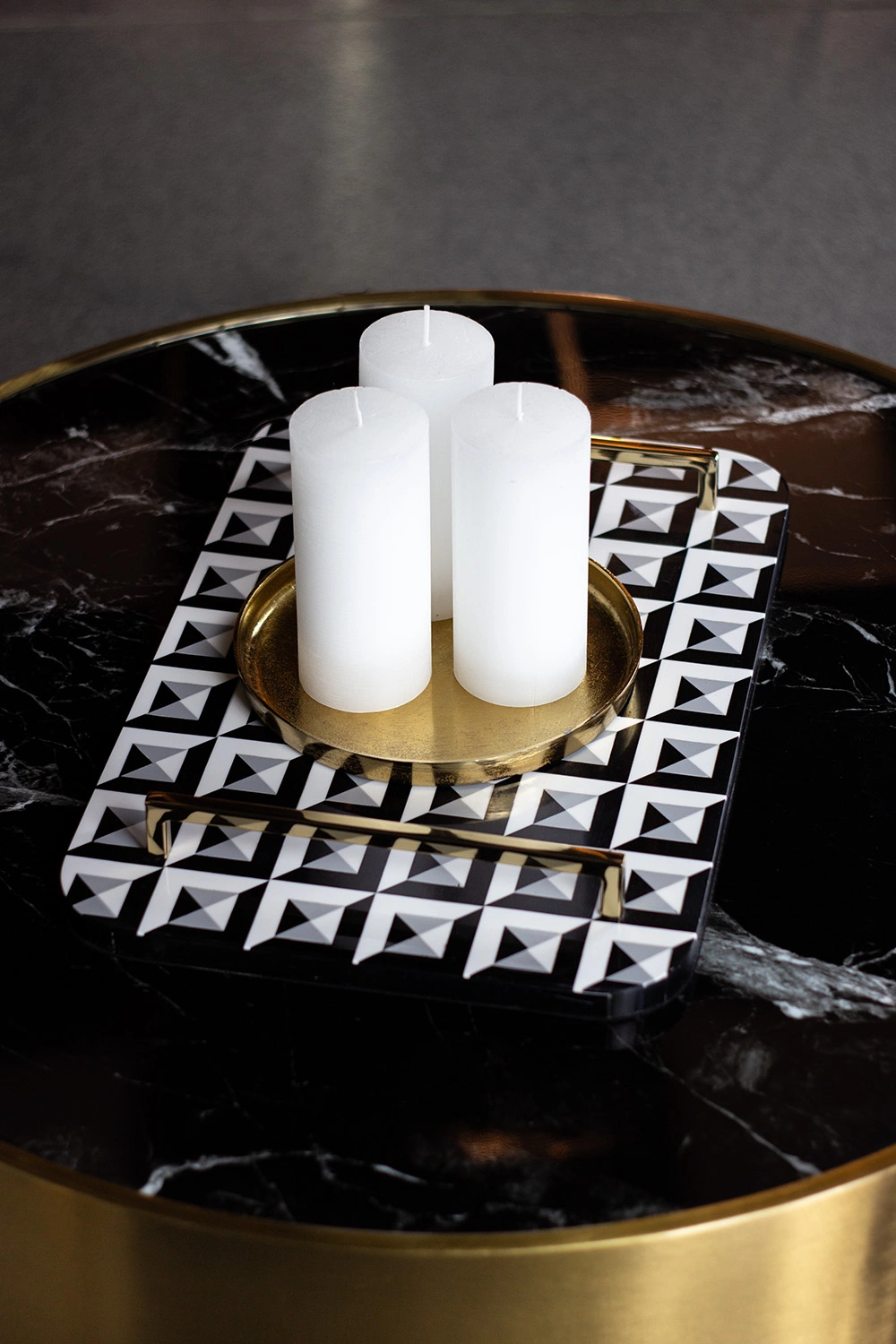 TACA dekoracyjna, prostokątna z żywicy, geometryczny wzór, złote uchwyty, piękna TACA dekoracyjna, prostokątna z żywicy, geometryczny wzór, złote uchwyty, piękna