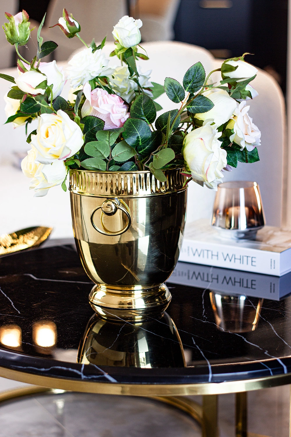 COOLER złoty z uchwytami, piękne zdobienie, styl glamour COOLER złoty z uchwytami, piękne zdobienie, styl glamour