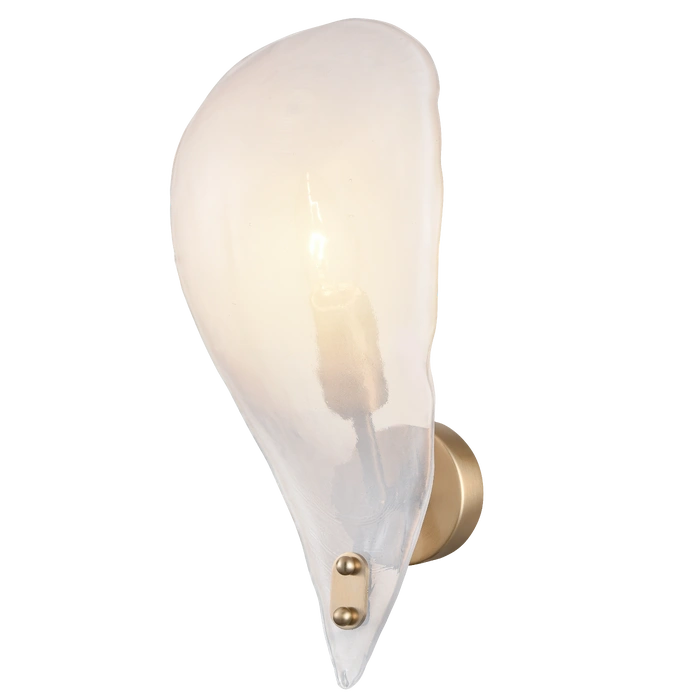 KINKINET Cannes z metalowym stelażem, mosiężny kolor, szklany abażur w kształcie liścia, modern classic