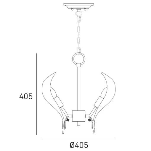 LAMPA WISZĄCA Cannes, mosiężny stelaż, szklany klosz w formie liści, modern classic, mała, wymiary