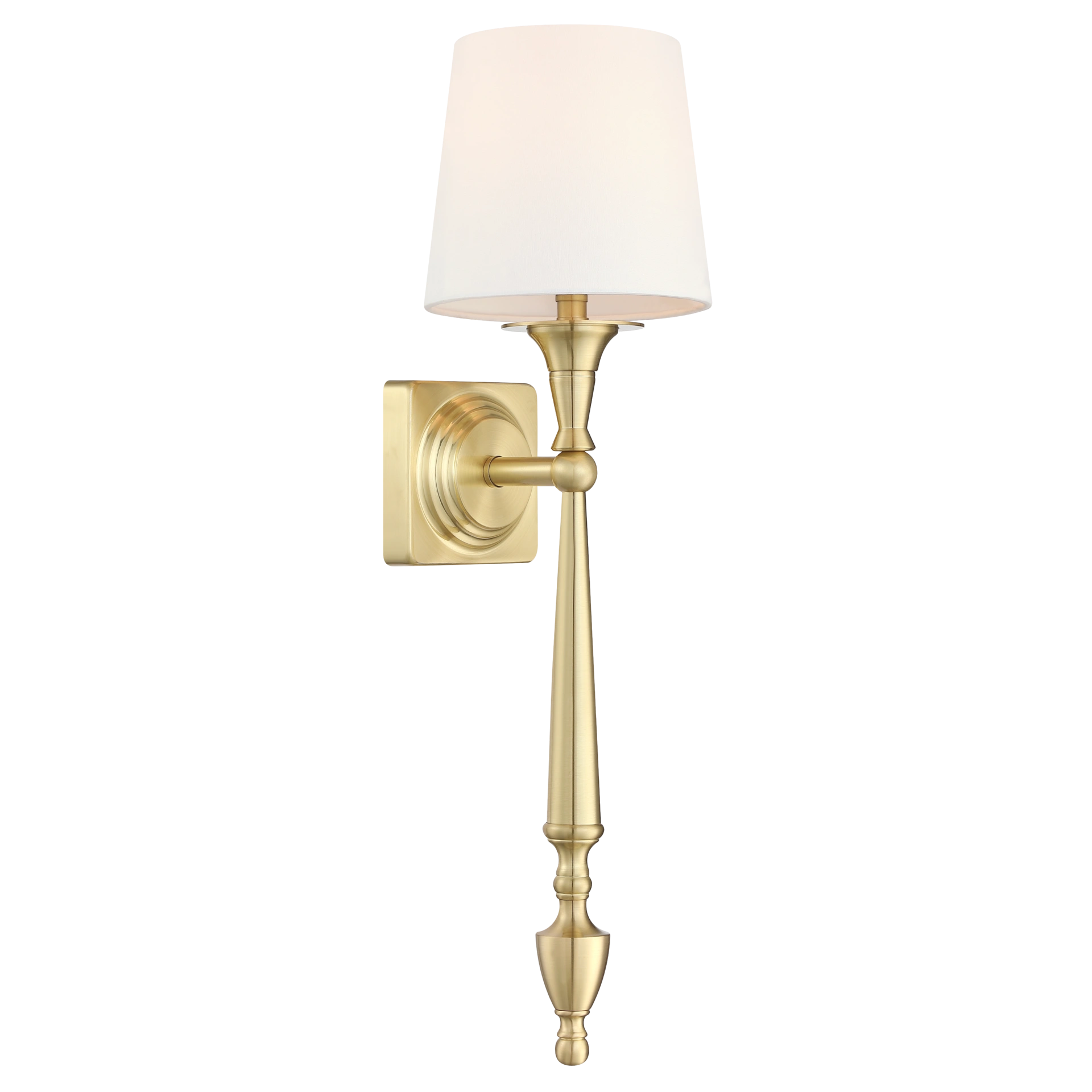 KINKIET Austin mosiężny z białym abażurem, elegancki, klasyczny styl KINKIET Austin mosiężny z białym abażurem, elegancki, klasyczny styl