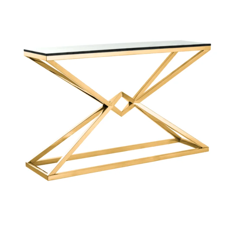 KONSOLA GRAND złoty stelaż, szklany blat, galwanizowana, piękna KONSOLA GRAND złoty stelaż, szklany blat, galwanizowana, piękna