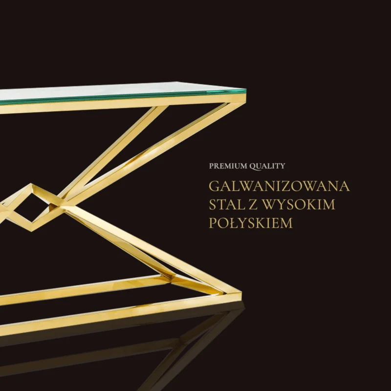KONSOLA GRAND złoty stelaż, szklany blat, galwanizowana, wyjątkowa KONSOLA GRAND złoty stelaż, szklany blat, galwanizowana, wyjątkowa