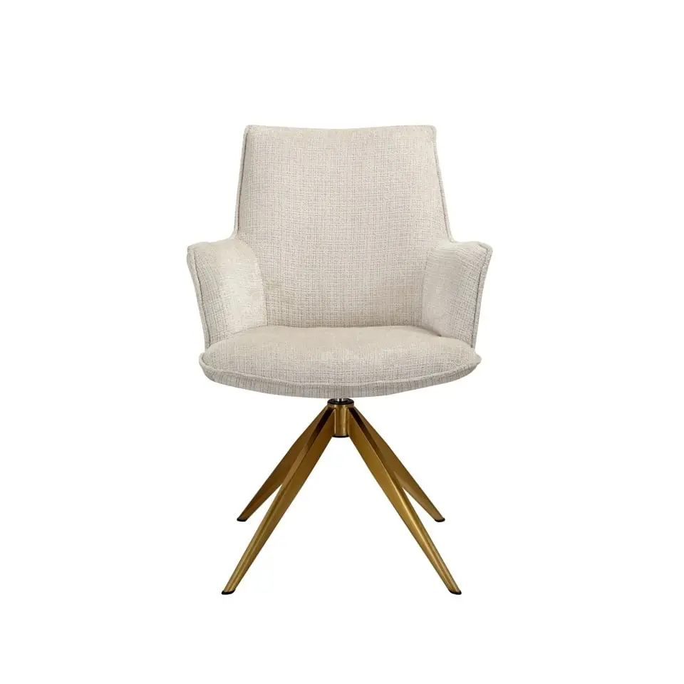 KRZESŁO OBROTOWE z jasnobeżową tkaniną szenilową, złota podstawa, nowoczesne, wyjątkowe KRZESŁO OBROTOWE z jasnobeżową tkaniną szenilową, złota podstawa, nowoczesne, wyjątkowe