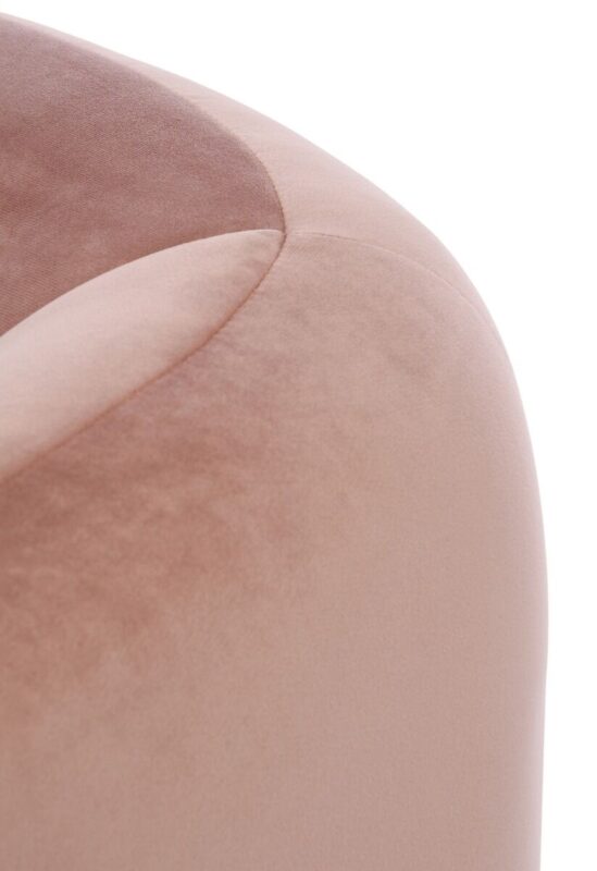 FOTEL o zaokrąglonym, miękkim oparciu z podłokietnikami, złote nóżki, różowy welur, styl pastel cocktail-2 FOTEL o zaokrąglonym, miękkim oparciu z podłokietnikami, złote nóżki, różowy welur, styl pastel cocktail-2