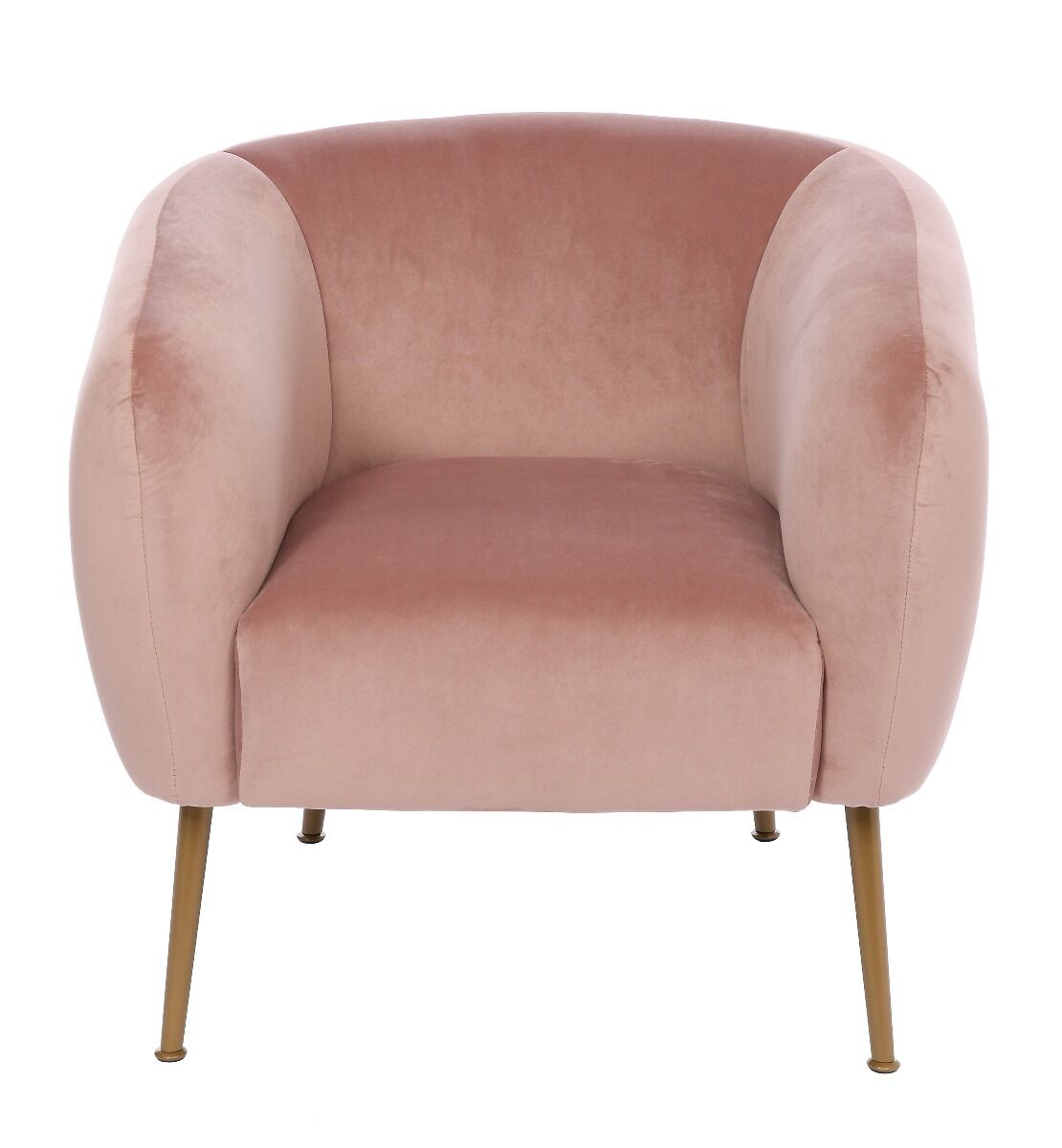 FOTEL o zaokrąglonym, miękkim oparciu z podłokietnikami, złote nóżki, różowy welur, styl pastel cocktail FOTEL o zaokrąglonym, miękkim oparciu z podłokietnikami, złote nóżki, różowy welur, styl pastel cocktail