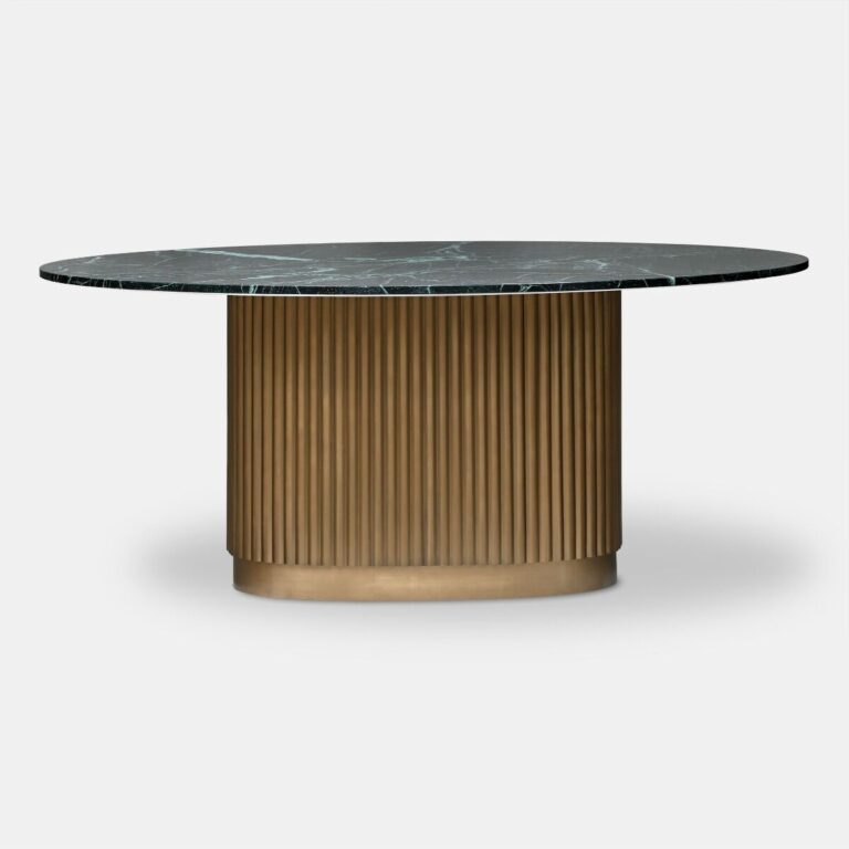 STÓŁ OBIADOWY owalny, zielony naturalny marmur, ryflowana mosiężna podstawa, designerski, piękny STÓŁ OBIADOWY owalny, zielony naturalny marmur, ryflowana mosiężna podstawa, designerski, piękny