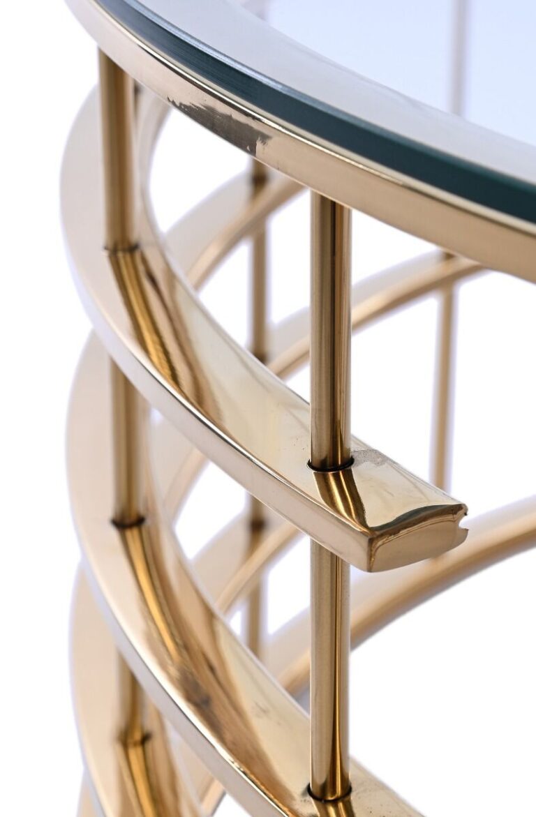 STOLIK KAWOWY okrągły, złote designerska podstawa, transparentny szklany blat, nowoczesny-3 STOLIK KAWOWY okrągły, złote designerska podstawa, transparentny szklany blat, nowoczesny-3