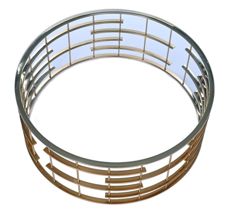 STOLIK KAWOWY okrągły, złote designerska podstawa, transparentny szklany blat, nowoczesny, do salonu STOLIK KAWOWY okrągły, złote designerska podstawa, transparentny szklany blat, nowoczesny, do salonu