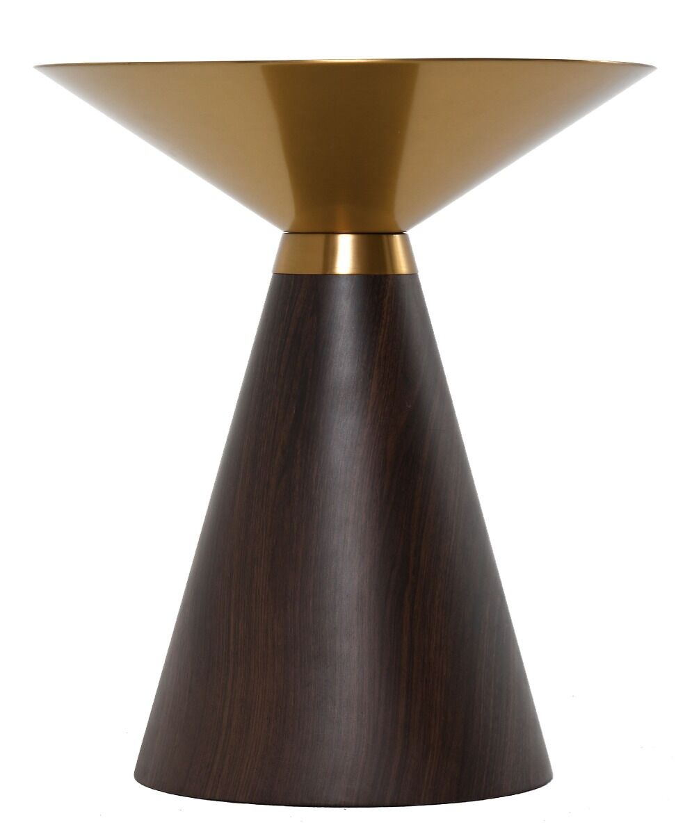 STOLIK KAWOWY w kształcie klepsydry, złoty metalowy blat, brązowa drewniana podstawa, nowoczesny, piękny STOLIK KAWOWY w kształcie klepsydry, złoty metalowy blat, brązowa drewniana podstawa, nowoczesny, piękny