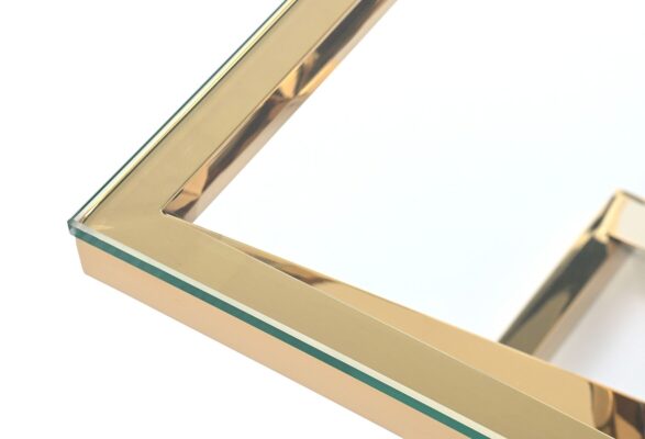 STOLIK POMOCNICZY złoty, metalowa podstawa, transparentny szklany blat, styl glamour-2 STOLIK POMOCNICZY złoty, metalowa podstawa, transparentny szklany blat, styl glamour-2