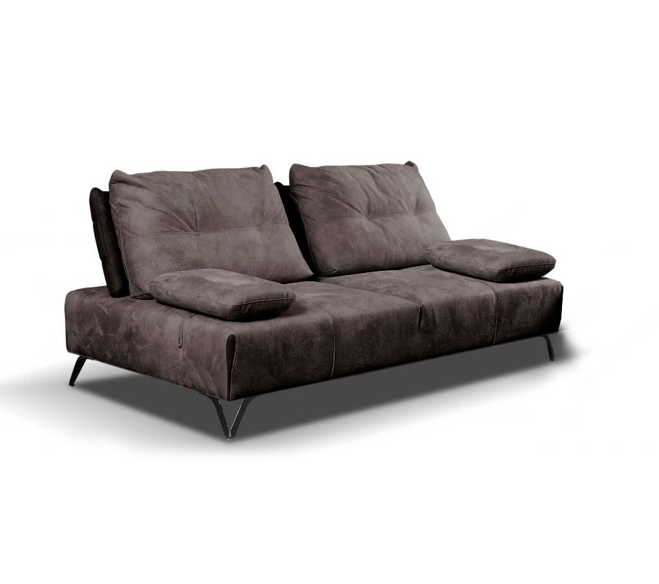 SOFA Torre, ciemno brązowa welurowa włoska tkanina, czarne nogi, rozkładane podłokietniki, nowoczesny styl SOFA Torre, ciemno brązowa welurowa włoska tkanina, czarne nogi, rozkładane podłokietniki, nowoczesny styl