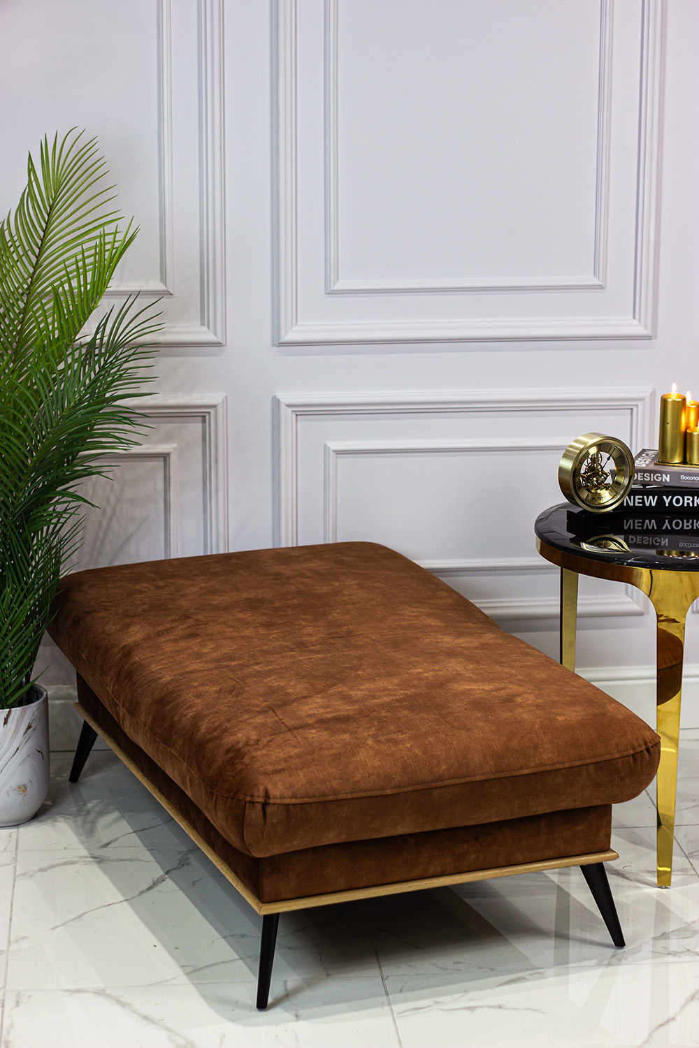 PUFA rozkładana na metalowych nogach z ramą z drewna bukowego, tkanina do wyboru, nowoczesny styl PUFA rozkładana na metalowych nogach z ramą z drewna bukowego, tkanina do wyboru, nowoczesny styl