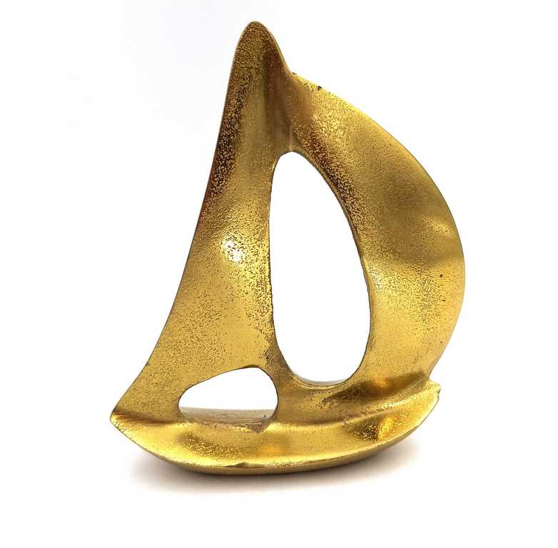 FIGURKA DEKORACYJNA złoty jacht z aluminium, nowoczesny styl FIGURKA DEKORACYJNA złoty jacht z aluminium, nowoczesny styl