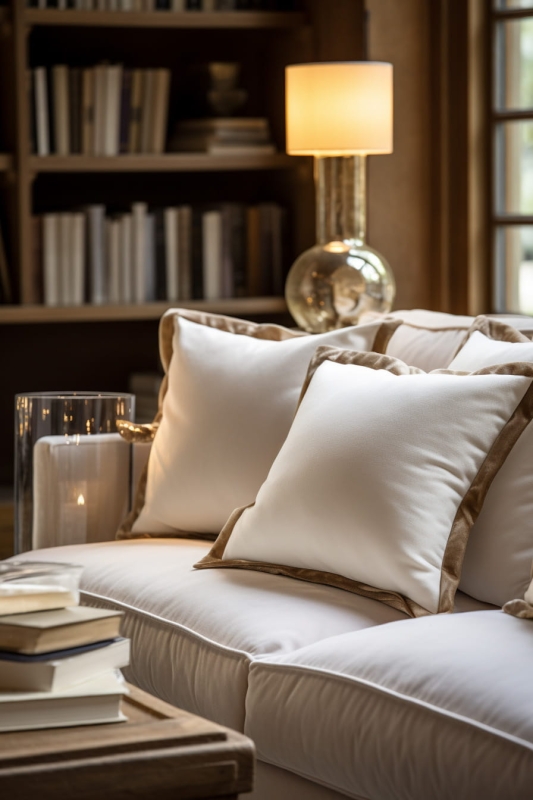 PODPUSZKA Primo perłowa z brązową ozdobną zakładką, kwadratowa, nowoczesna