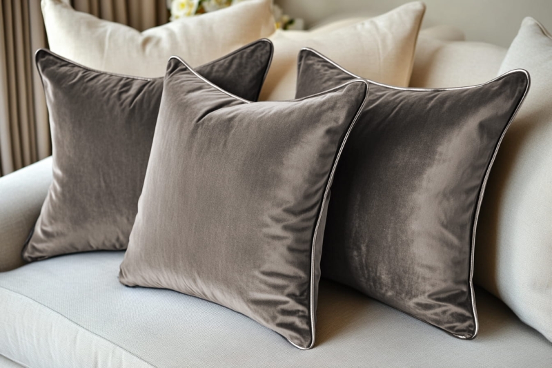 PODUSZKA Palermo kwadratowa szara, jednolity kolor, dekoracyjna PODUSZKA Palermo kwadratowa szara, jednolity kolor, dekoracyjna