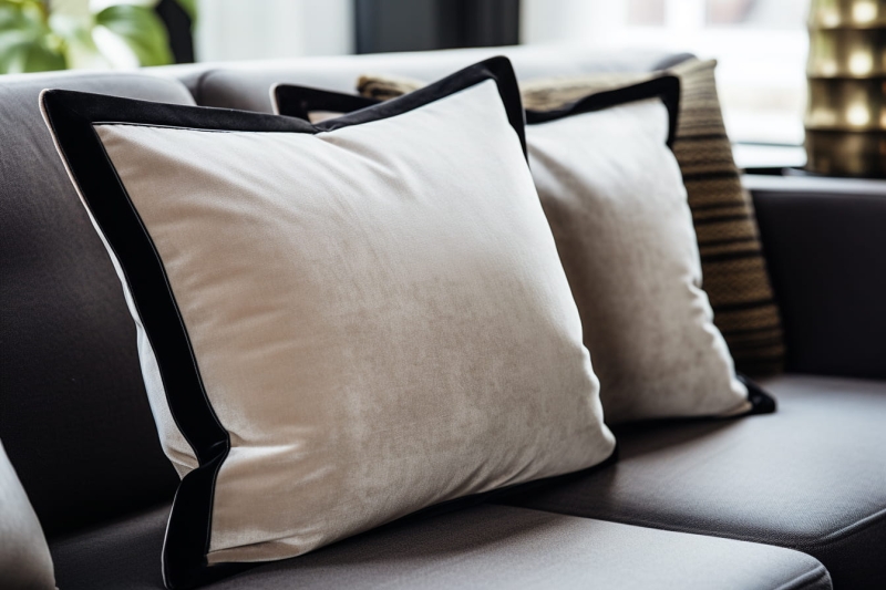 PODUSZKA Primo 50 x 60 cm beżowa z czarnym rantem PODUSZKA Primo 50 x 60 cm beżowa z czarnym rantem