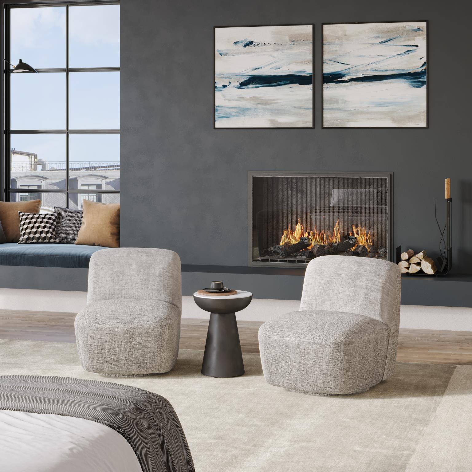 FOTEL OBROTOWY tapicerowany, szaro-beżowy, wysoka jakość, nowoczesny styl-1