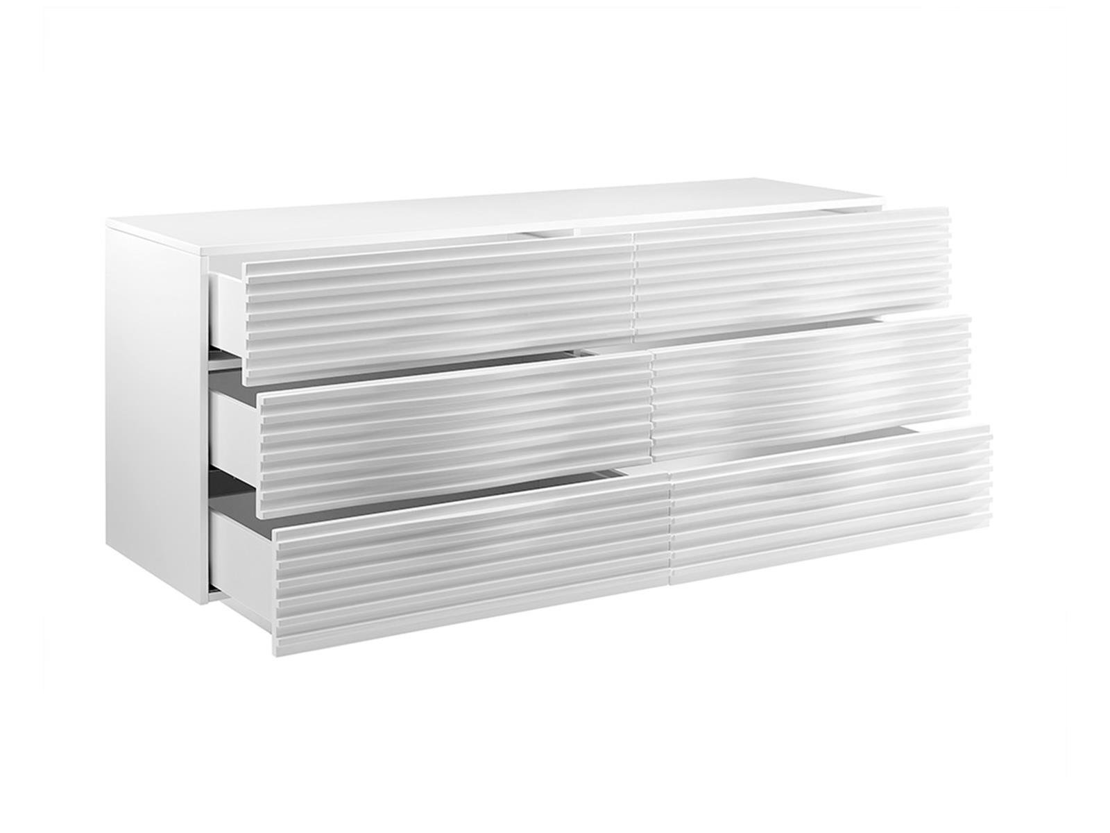 KOMODA, biała, wysoki połysk, ryflowane fronty szuflad, w stylu modern classic, elegancka KOMODA, biała, wysoki połysk, ryflowane fronty szuflad, w stylu modern classic, elegancka