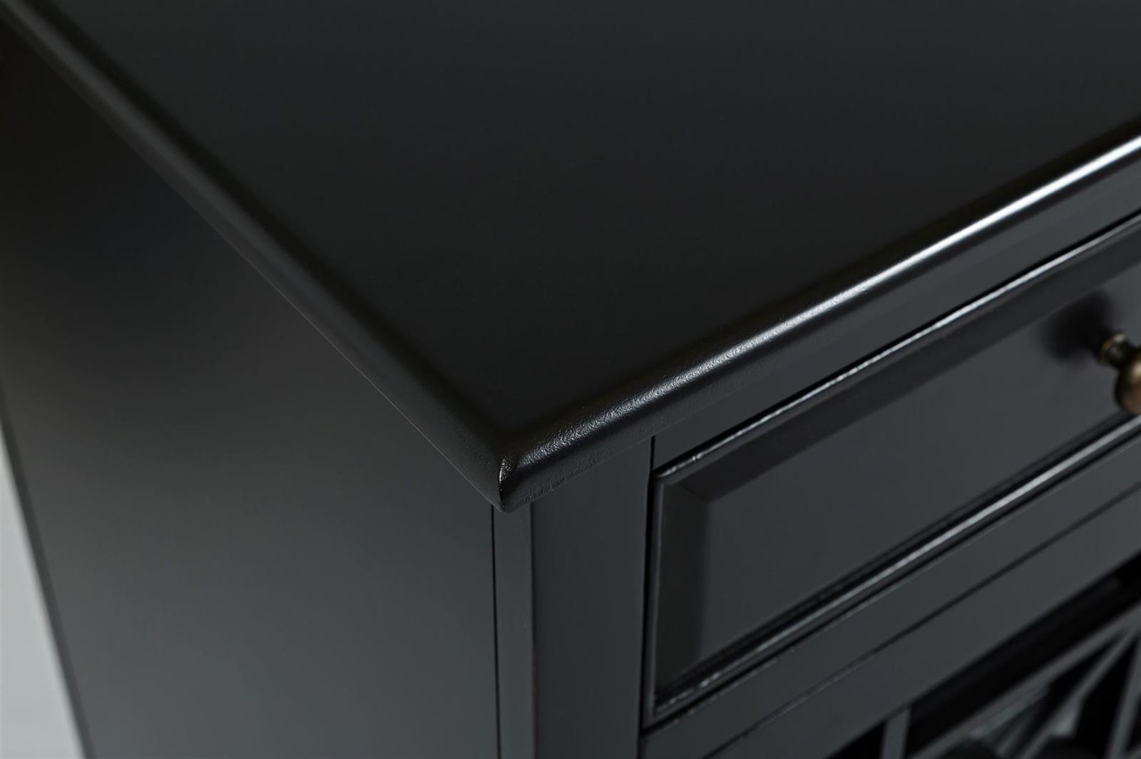 KOMODA czarna, 3-drzwiowa przeszklona z ażurowymi drzwiami, z szufladami i z uchwytami w odcieniu postarzanego złota, elegancka KOMODA czarna, 3-drzwiowa przeszklona z ażurowymi drzwiami, z szufladami i z uchwytami w odcieniu postarzanego złota, elegancka