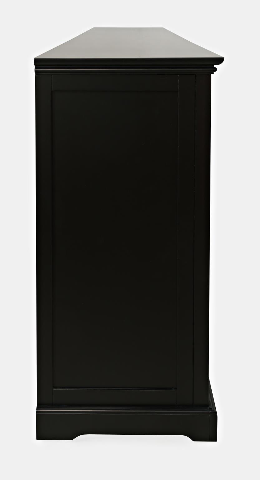 KOMODA, czarna, 6-drzwiowa, przeszklona z ozdobnymi łukami, stylowa i elegancka, do salonu KOMODA, czarna, 6-drzwiowa, przeszklona z ozdobnymi łukami, stylowa i elegancka, do salonu