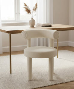 KRZESŁO tapicerowane, jasnokremowe, w całości pokryte materiałem, w stylu nowoczesnym, wysoka jakość